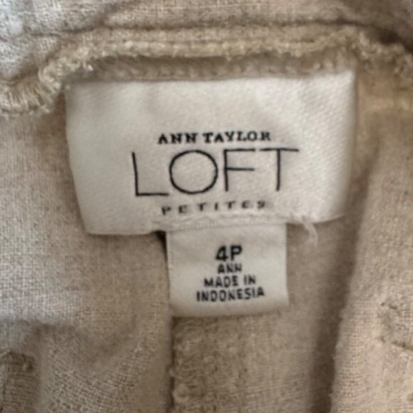 Ann Taylor Loft Womens Beige Linen-Blend Cropped Pants Size 4 - Picture 5 of 7